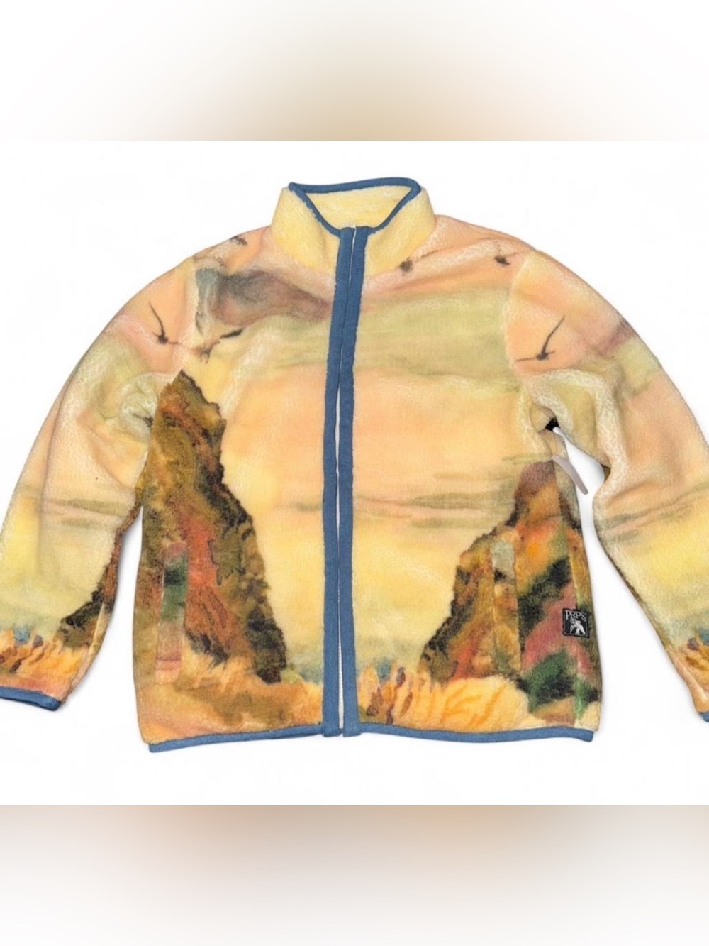 NWT PRPS Men’s Teddy Fleece Jacket Landscape Print Zip Up